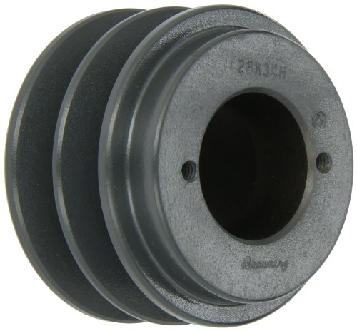 Browning 2BK34H Bushed Classical Gripbelt Sheave, 4L or A, 5L or B Belt, 2 Grooves, Uses H Bushing