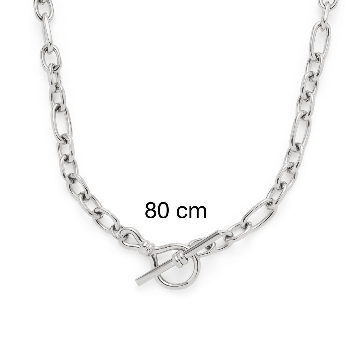 JEWELS BY LEONARDO Collar Elisabeth • Cadena de ancla corta de acero inoxidable plateado • Cadena de eslabones de diferentes formas • 45-50 cm de longitud • Regalo de joyas para mujer • 024847, 45 cm,