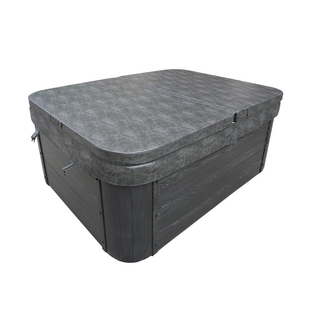 Home Deluxe - Outdoor Whirlpool - White Marble Plus Treppe und Thermoabdeckung - Maße 210 x 160 x 85 cm - Inkl. Heizung, 27 Massagedüsen und 9 Lichtquellen I Außen Whirlpool Spa für 3 Personen