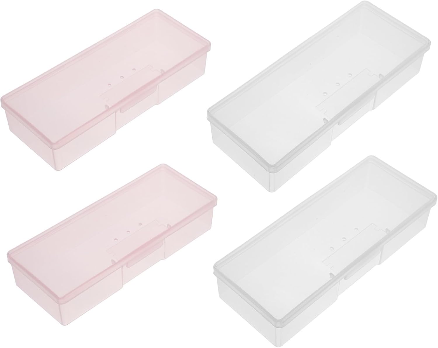 4pcs Nail Tool Storage Box for Manicure and Nail Art, Small Rectangular Pvc Case with Well-organized Storage, Easy to Clean, for Professional and Domestic Use