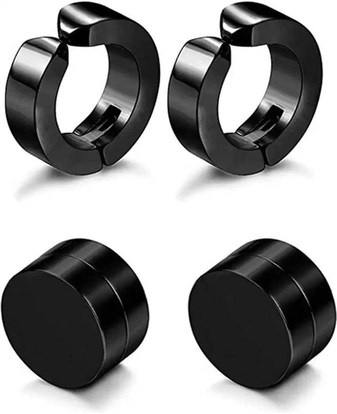 BEAUTIVIA Mens & Women Jewellery Combo of 1 Pair each Black Color Magnet & Non Pierced Earings Valentine Multi Stud Bali Hoop earrings for Boys/Girls/Unisex (1 Pair Each) (B0BSR9K71N) Amazon Price History, Amazon Price Tracker