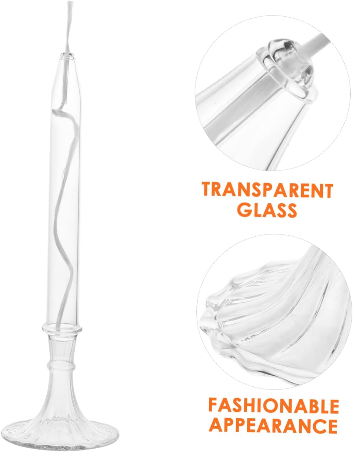 IMIKEYA 3pcs Glass Candle Oil Lamp Refillable Glass Oil Lamp Glass Candlestick Holder Tall Glass Oil Lamp Oil Burning Candle Kerosene Lantern Camellia High Borosilicate Glass Column