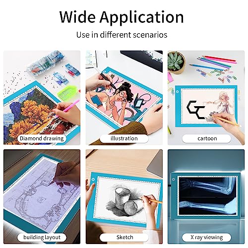 Bloc de dessin pour boîte lumineuse A4 bleu avec câble type C