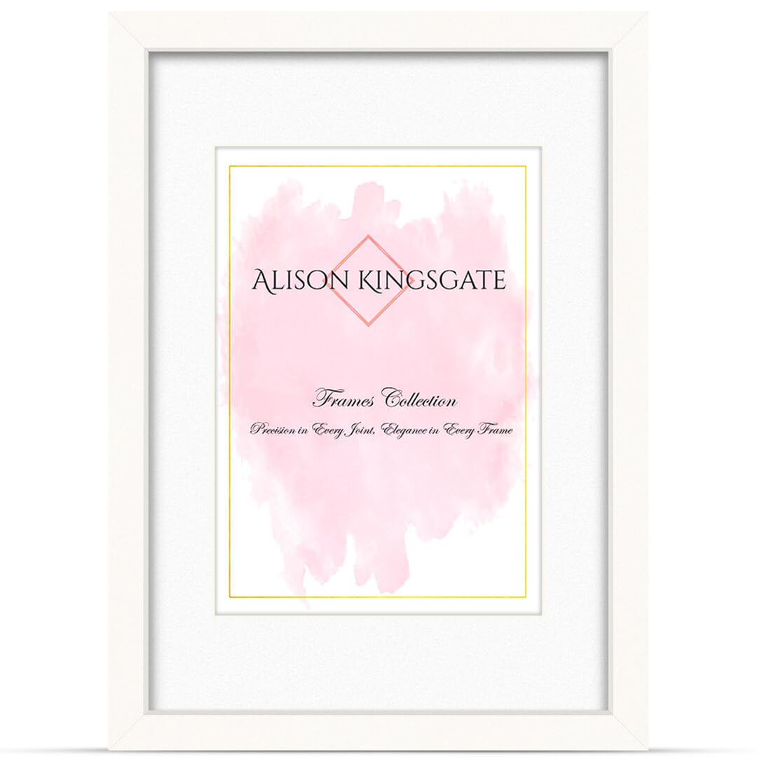 Alison Kingsgate A1 White Picture Frame with A2 Mount - Engineered Wood Photo Frame with Precision Cut Cardboard Mount - Ideal for Posters -Sizes & Colours Available — image 1