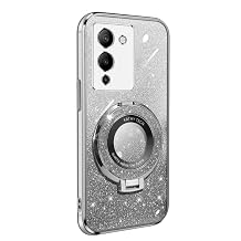 Glitter Compatible with Infinix Note 12 G96 Case [Soft TPU BackCover + glitter paper] 2 in 1 Glitter Cute Phone Case Girls with Stand Ring Holder Hybrid Soft Silicone BackCover Shockproof Grey