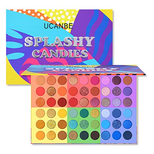 Ucanbe 54 Colors Splashy Candies Eyeshadow Palette, Highly Pigmented Matte Shimmer Soft Creamy Glitter Rainbow Bright Powder Eye Shadow Blendable Waterproof Long Lasting Makeup Pallet… #TOP1
