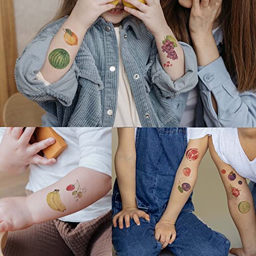 Everjoy Realistic Temporary Tattoos - 41 Designs, 20 Pcs, Waterproof Watercolor Fruits Tattoos For Kids #TOP2