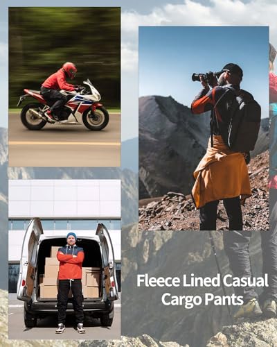 Raroauf Casual Pant for Men Fleece-Linen Cargo Pants Combat Work Trousers Outdoor Hiking Pants4