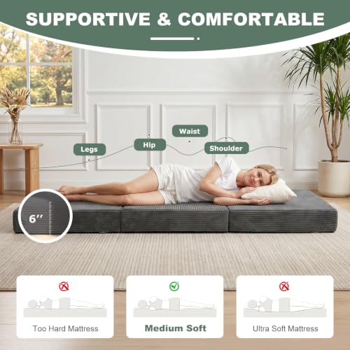 sooyoo 6" Folding Sofa Bed for Floor, Tri-Fold Floor Mattress by sooyoo - Used condition - Image 5