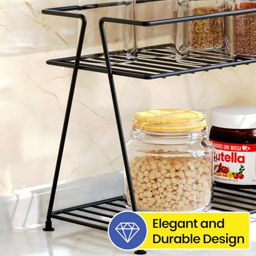 Image of WonderStand Metal NIMBUS | 2-Tier Countertop Spice Rack Storage Shelf Organizer and Home /Kitchen Spice Rack (Black)