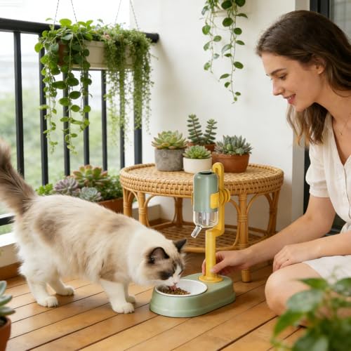 Distributeur d'eau pour animaux de compagnie sur pied réglable 750 ml
