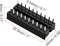 Vista 2 de Adaptador de enchufe de chip IC DIP para soldadura [para placa de circuito PCB] - Paso de 0.100 in, 20 pines planos, 10 piezas