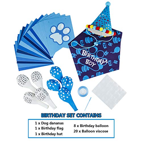 TCBOYING Dog Birthday Bandana, Dog Birthday Boy Hat Scarfs Flag Balloon with Cute Doggie Birthday Party Supplies… - Image 5