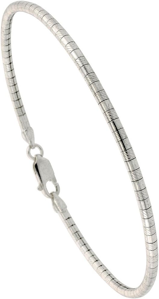 2mm thick solid sterling silver 925 Italian Omega chain necklace chocker with lobster claw clasp jewelry - inch 12"/30cm, 14"/35cm, 16"/40cm, 18"/45cm, 20"/50cm, 22"/55cm, 24"/60cm