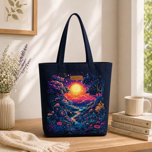 Image of The Purple Tree Eco-Friendly Canvas Tote Bag, Sustainable, Reusable Shopping, Beach, Travel or Everyday Tote, Wide Tote Bag