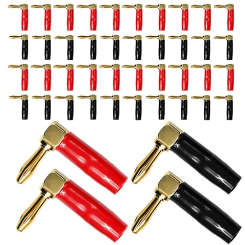 Conector banana 4mm en ángulo de 90 grados para cable de altavoz tipo L