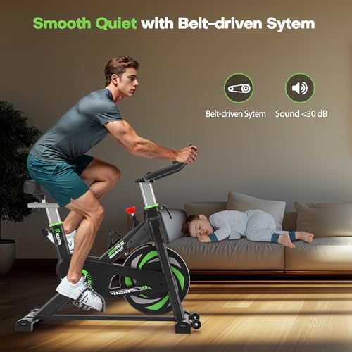 Exercise Bike, Riksion Indoor Cycling Bike/Stationary Bike for Home, Indoor Bike with Silent Belt Drive, Heavy Flywheel and Fully Adjustments for Home Gym Cardio Workout Training - Image 5