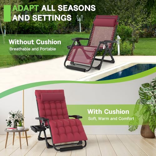 ZENPETIO Oversized Zero Gravity Chair, 33In XXL 500LBS with Cushion by ZENPETIO - Used condition - Image 5