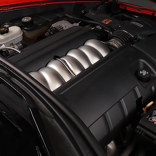 Image of Engine Shroud Cover Panel Trims Cover Compatible with Chevy Corvette C6 2005-2013, Aluminum Car Fuel Engine Trim Covers Accessories (Silver)