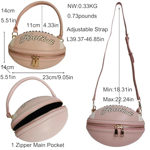 Image of Women Rhinestone Football Shaped Handbag Chain Crossbody Shoulder Bag Football Purse | Rugby, Unique, Novelty, Football