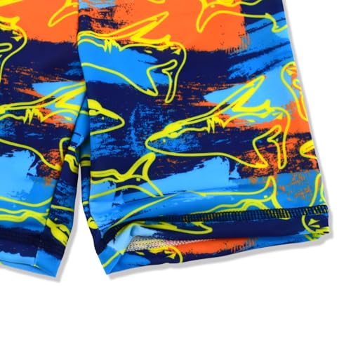 Image of Kids Short Sleeve Sunsuit Swimwear Boys Two Piece Rash-Guard-Sets Dinosaur Pattern