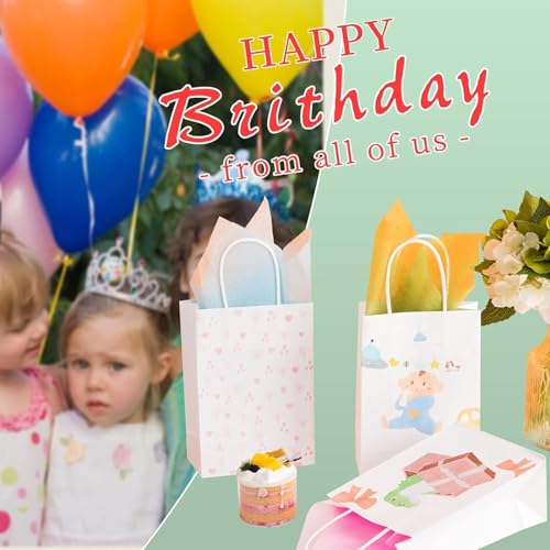 Image of RACETOP White Gift Paper Bags 100 Pack 8x4.5x10.8 in Medium with Handles | Recycled Kraft Paper, Medium Size, Reinforced Handles, for Groceries, Retail, Party Favors, Takeouts, Eco-Friendly