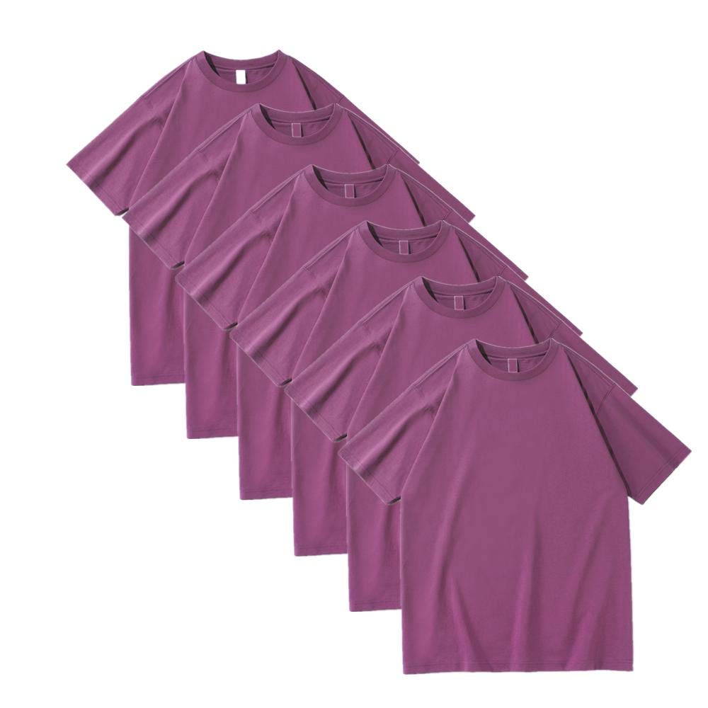 T-shirt męski 230 g, ciężki, bawełniany, luźny, na lato, okrągły dekolt, masywny kolor, 6 sztuk, 23, L