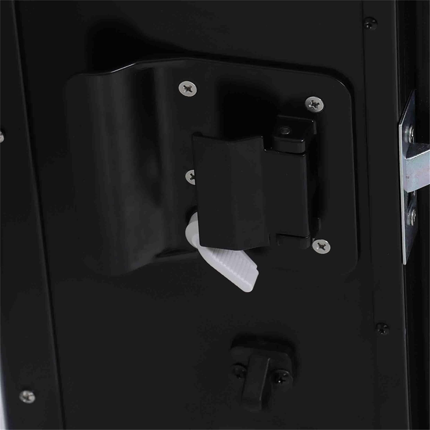 26(W) × 32(H) Passenger RV Entry Door with Radius Corners on Top and Square Bottom with Screen Door and Window Black