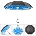 Inverted Umbrella Double Layer Windproof UV protection Cars Reverse Umbrella for Car Rain Outdoor with C-shaped Hands Free Handle by Habiter (sky blue)