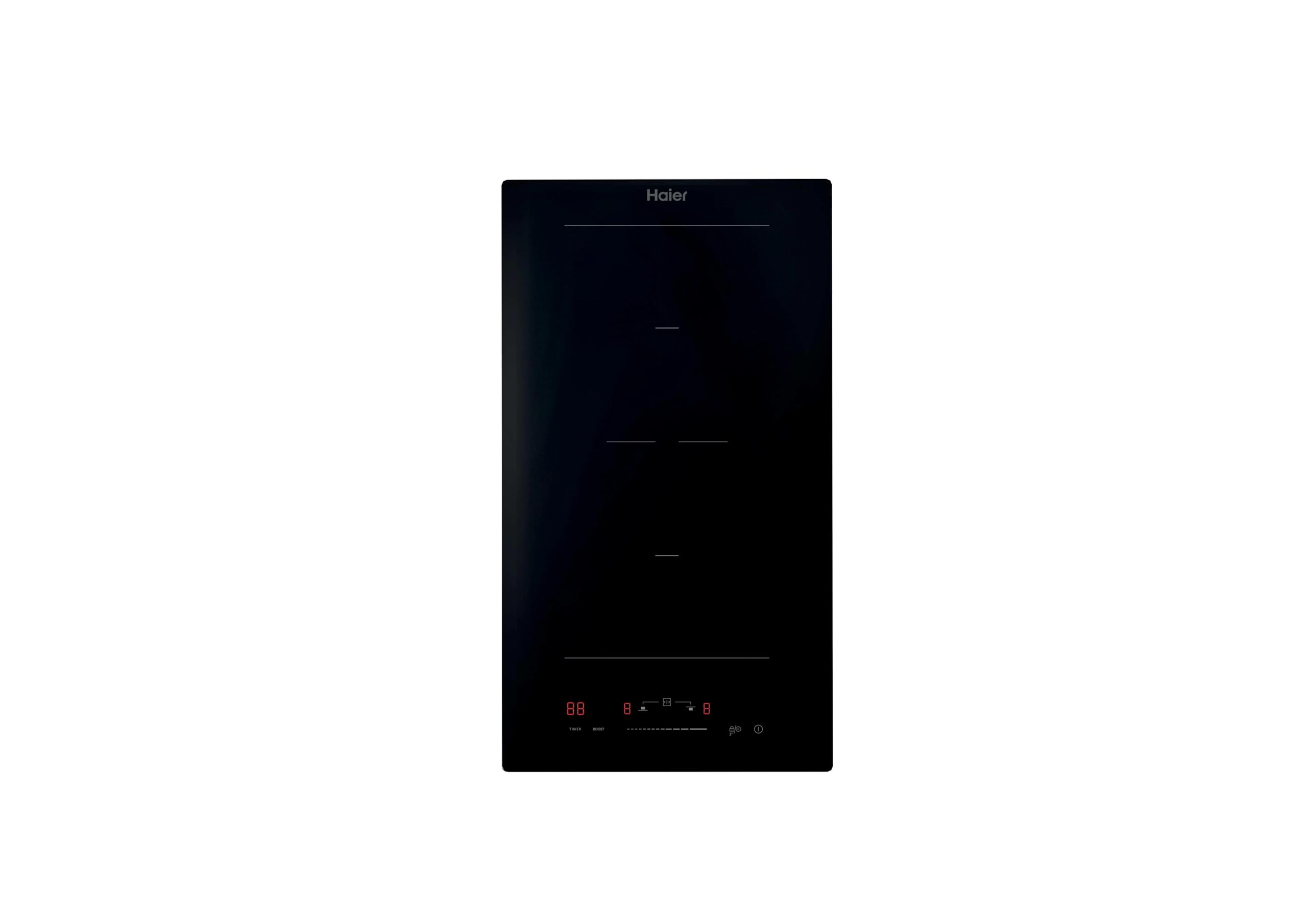 Haier Series 2 HAB32SC Placa de Inducción, 2 Zonas de Cocción, Ancho 30cm, Slider Central, Potencia de 3,6Kw, 9 niveles de potencia + Booster, Temporizador, Bloqueo Infantil, Negro