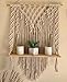KGBFDX Bohème en Bois À La Main Macramé Tenture Murale Corde Étagère Tapisserie Décor À La Maison Suspendu Jardinière Étagère Flottante Organisateur De Stockage À La Maison 40 × 60 cm
