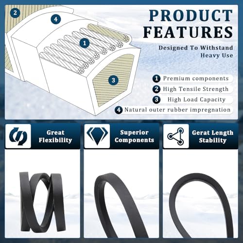 408007 Snowblower Impeller Belt for Husqvarna Craftsman Poulan 532408007 Snow Blower Drive Auger Belt Courroie by Podoy — view 3