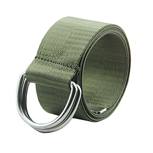 Image of Unisex Green Nylon Double D-Ring Buckle Belt