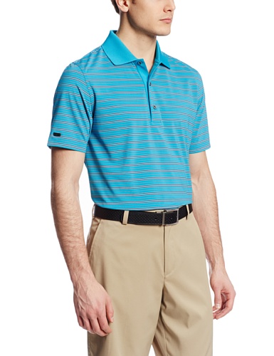 Greg Norman Collection Men's Bay Area Stripe Polo ML75 Stretch Shirt, Bondi, Large