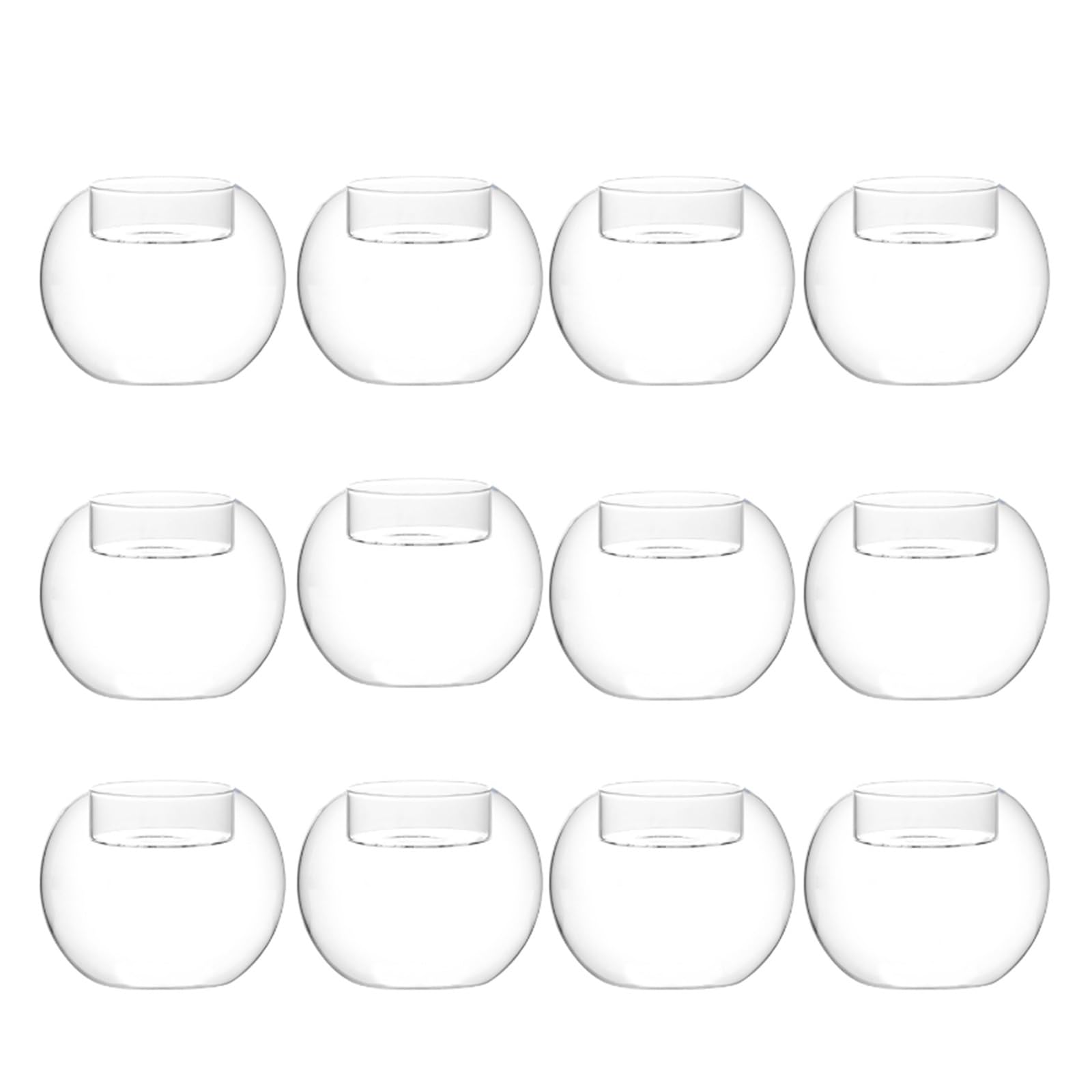 Bougeoirs à Thé Lot de 6 ou 12 bougeoirs Ronds Transparents en Verre Creux, for Mariage, Banquet, Bar, fête, Chandeliers, décoration de la Maison(12 Pack Style B)