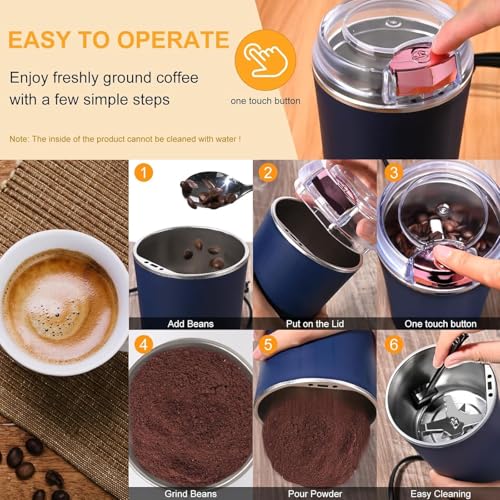 Image of 200W Multifunctional Electric Grinder for Coffee Beans, Spices, Grains, Nuts & Seeds - Powerful Stainless Steel Blade, Portable Electric Mill for Kitchen Use