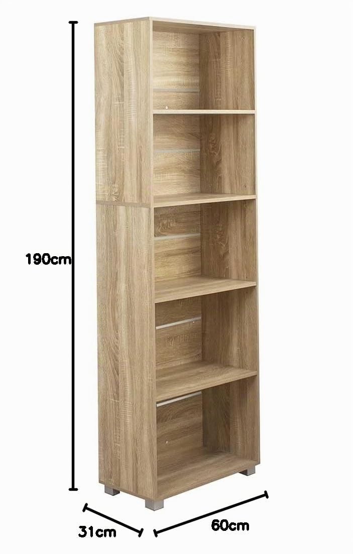 BAKAJI Libreria Scaffale Vela 5 Ripiani Mobile 190 cm Ufficio Archiviazione documenti Libri Biblioteca Armadio Mensole Scaffalatura Soggiorno Salotto Struttura in Legno (Naturale)