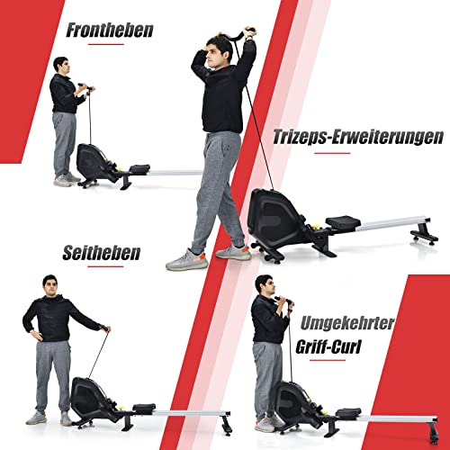 COSTWAY Rudergerät magnetisch, Rudermaschine mit 8 stufig Widerstand, Ruderbank mit LCD-Monitor, Fitnessgerät klappbar… – Bild 5