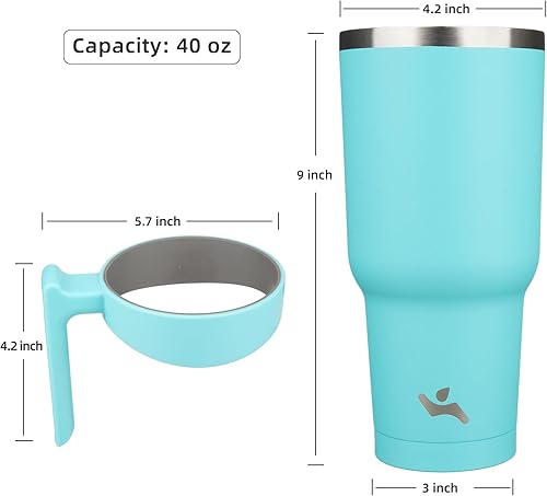 Miniatura 238 de 10 oz Tumbler with Handle and 2 Straw 2 Lid, Insulated Water Bottle Stainless Steel Vacuum Cup Reusable Travel Mug,Turquoise Negro