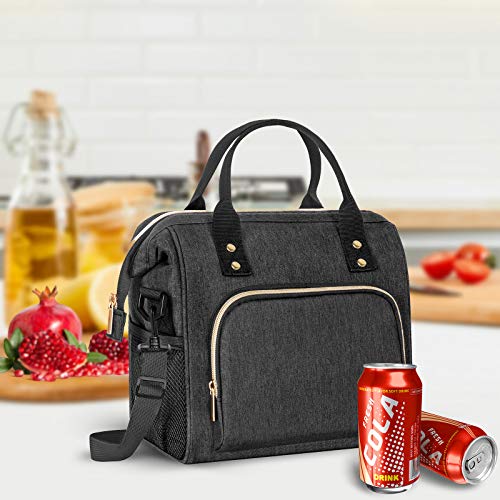 Lunch Bags For Women, Insulated Lunch Bag Reusable Leakproof Large Lunch Bag With Adjustable Shoulder Strap, Multi-Pocket Lunch Bag For Work, Office, Picnic, Outdoor (Black) #TOP1