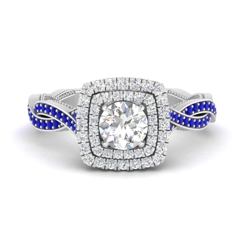 Choose Your Gemstone Double Halo Twisted Shank Engagement Ring 925 Sterling Silver Round Shape Double Halo Engagement Ring Lightweight Office Wear Everyday Gift Jewelry US Size 4 to 12
