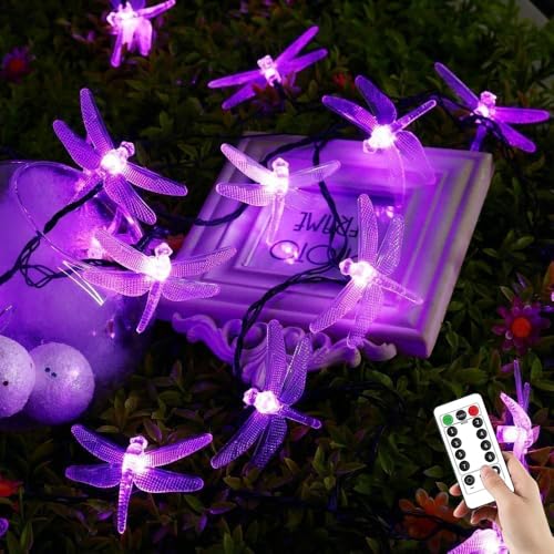 Guirlande lumineuse libellule violette crée une ambiance féerique de mariage