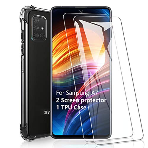 SCL Verre Trempé pour Samsung Galaxy A71 Verre Trempé et Coque Samsung A71 Protection Écran [2 Pièces], [Résistant aux Rayures 9H Dureté] Verre Trempé...