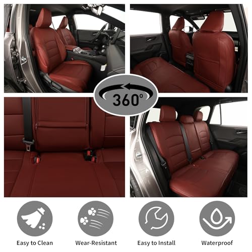 Image of EKR Rav4 Seat Covers Custom Fit for Toyota Rav4 (Hybrid) SE /XSE 2026,Car Seat Cover Full Set for SUV,Factory-Style Interior Upgrade, Easy-Wipe Protection,Faux Leather(Burgundy)