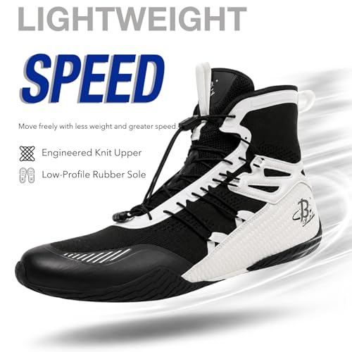 B LUCK SHOE Men's Boxing Shoes Black/White by B LUCK SHOE - Used condition - Image 4