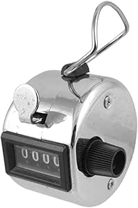 uxcell 4 Digits Metal Silver Tone Hand Tally Counter for Statistic ...
