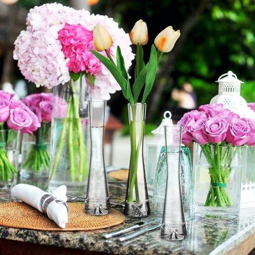 Jarrones de cristal para flores pequeños set de 3 floreros modernos de sobremesa 7