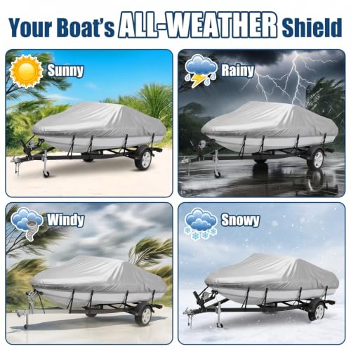 NEVERLAND Boat Cover Waterproof Heavy Duty Bass Boat Cover 20-22 ft Silver by NEVERLAND - Used condition - Image 7