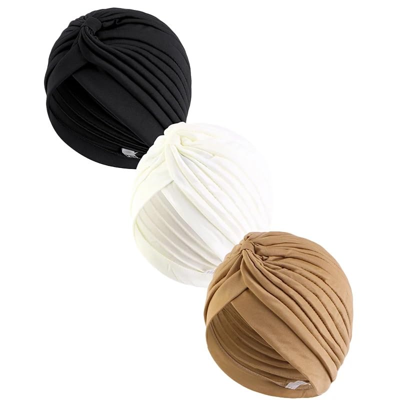 Men & Women, Boys and Girls Stretch Polyester Pagri Headwear Hair Wrap Turban Hat Chemo Beanie Cap Head Scarf Hijab Silky Turban Hats-image-39