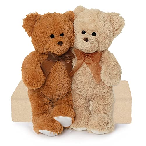 MaoGoLan Cute Teddy Bears Stuffed Animal Plush Toy 2-Pack of Brown and Tan Soft Stuffed Bears 18 Inches Mother's Day or Birthday Gift